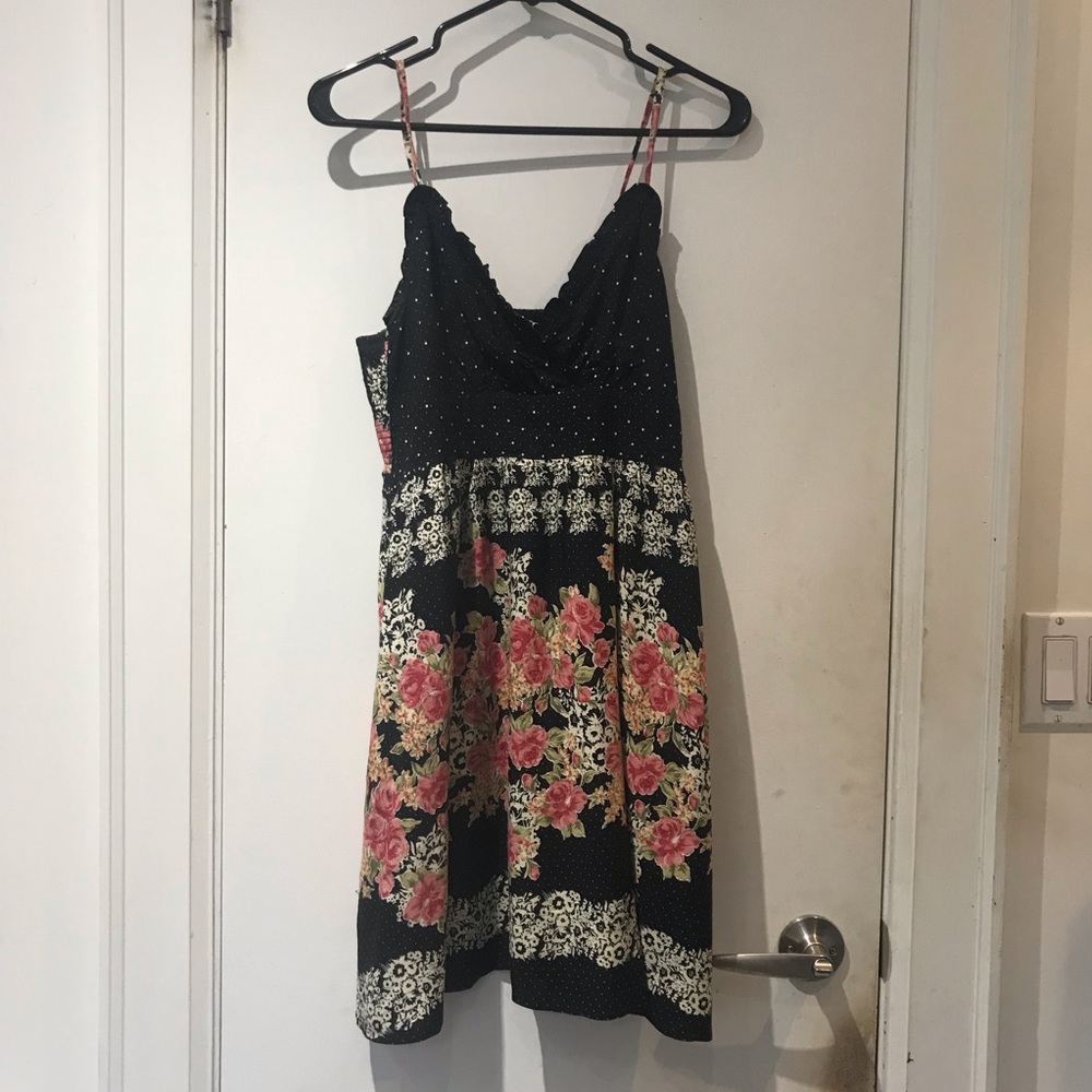 Black Floral Spaghetti Strap Dress